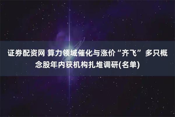 证劵配资网 算力领域催化与涨价“齐飞” 多只概念股年内获机构扎堆调研(名单)